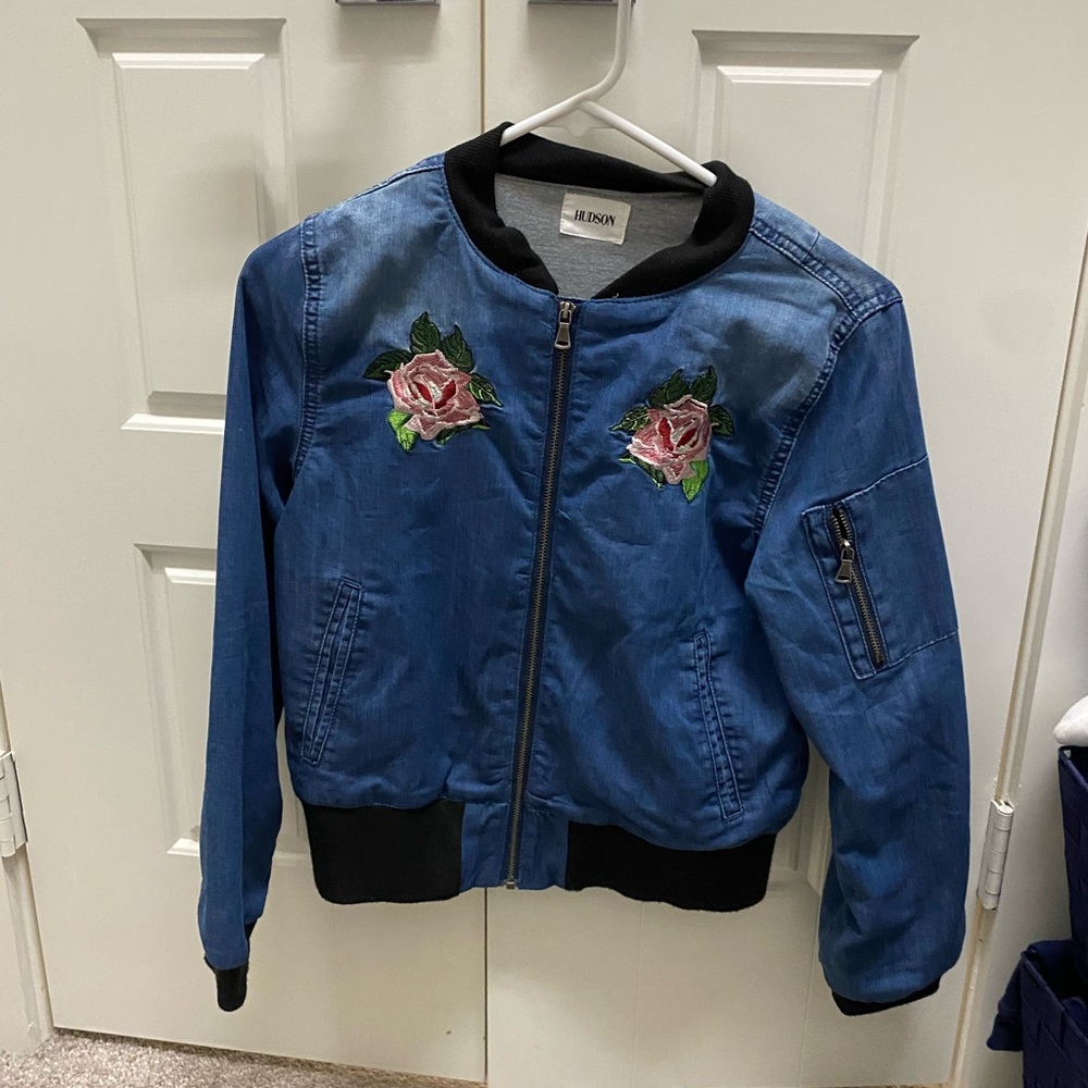 Hudson girls Denim Bomber jacket size large
